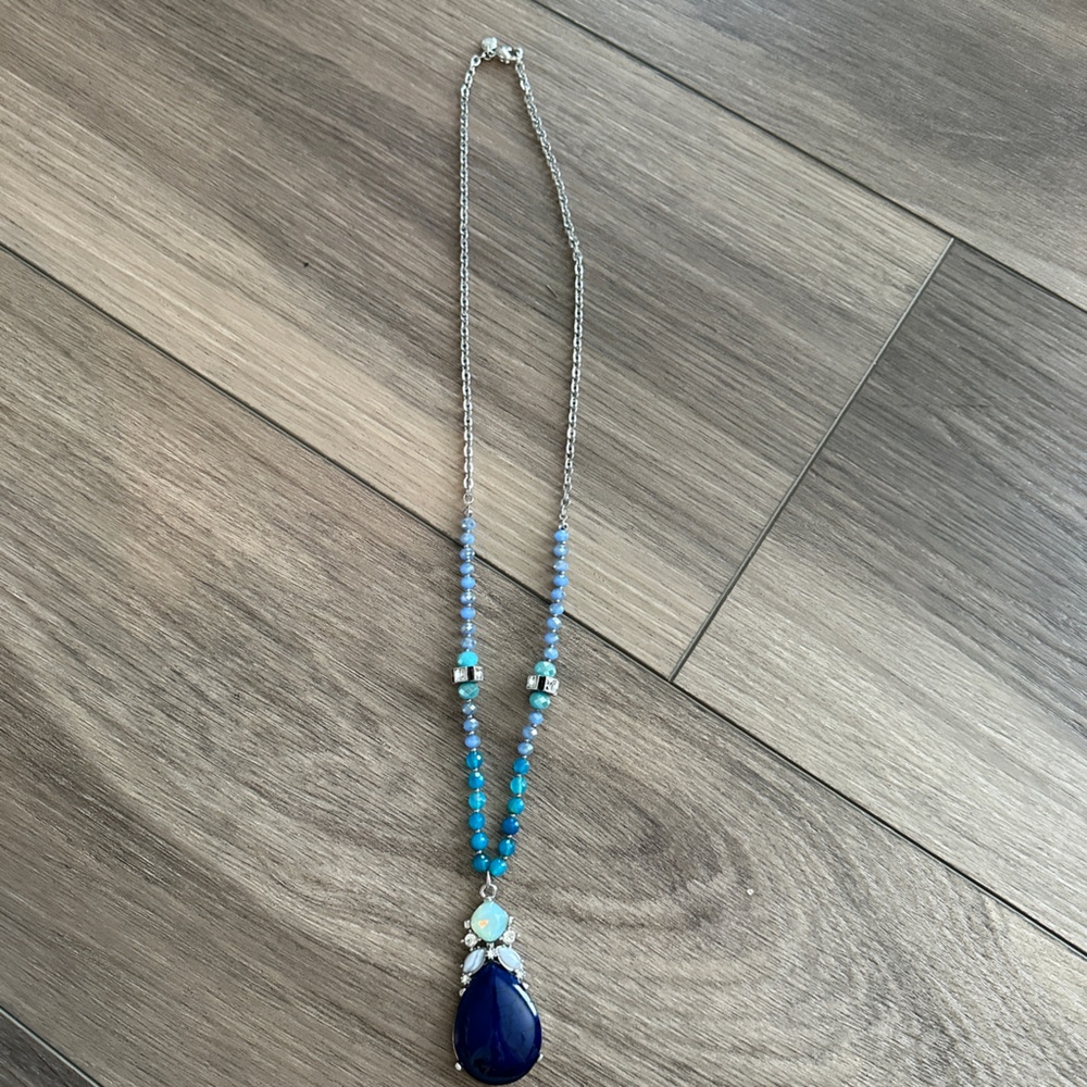 Loft Necklace - blue with rhinestones - 16.5” length